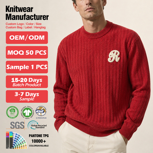 Suéter Personalizado para Hombre con Logotipo OEM y ODM, Tejido <span class=keywords><strong>Jacquard</strong></span>, Jersey de Chenilla con Cuello Redondo, Suéter de Punto Acanalado para Invierno - Product Image 4
