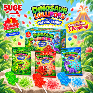 Bonbons en gros pour fêtes d'enfants, sucettes en forme de dinosaure, bonbons pétillants, bonbons durs aux saveurs fruitées, collations sucrées amusantes pour la vente en gros de bonbons - Product Image 3
