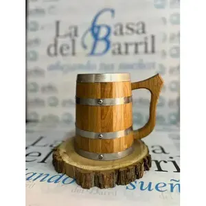 Mug en chêne style Viking The Barrel House 700 ml avec bandes en aluminium pour bière, couleur marron, emballage alimentaire et boisson - Product Image 3