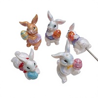 Perles de lapin en acrylique plaqué UV 42*19mm, perles de lapin de Pâques pour la fabrication de bijoux