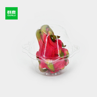 Boîte en plastique PET transparent recyclé 1 cellule Contenants Dragon Fruit Pamplemousse Tomate avec emballage à clapet