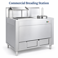 Station de panure électrique commerciale 1200 mm en acier inoxydable, table de préparation pour les magasins de poulet frit, cuisines de restauration GW-2400