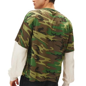 เสื้อยืดแขนยาวลายพรางคุณภาพสูงสำหรับผู้ชาย ออกแบบโลโก้ได้ตามต้องการ ผ้าฝ้าย 100% สองชั้น ขายดี - Product Image 2