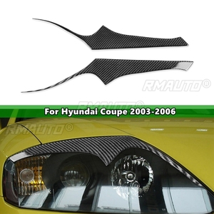 ฝาครอบตกแต่งไฟหน้ารถยนต์คาร์บอนไฟเบอร์ 2 ชิ้น สำหรับฮุนได คูเป้ ปี 2003-2006 สติ๊กเกอร์ติดรถยนต์ ฝาครอบตกแต่งไฟหน้า - Product Image 1