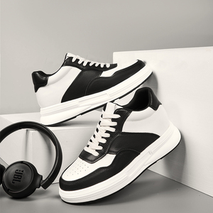 Baskets décontractées en cuir véritable pour hommes, rehaussantes de 7 cm, respirantes en maille, confortables pour le skateboard et le sport - Product Image 4