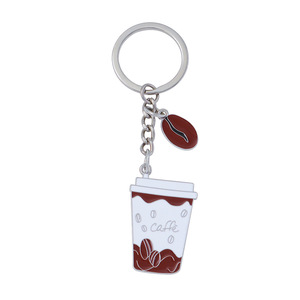 Porte-clés promotionnel de barista de café avec logo personnalisé de haute qualité, design en métal tendance, pendentif tasse à café, mousqueton, style artisanal vintage - Product Image 2