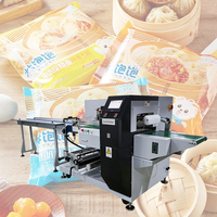Machine d'emballage industrielle automatique SZ-280X pour sacs de type oreiller, perforation plastique, 25-100 sacs/min, avec plateau, pour emballage de pains vapeur