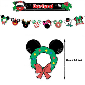 Style <span class=keywords><strong>de</strong></span> noël mignon dessin animé <span class=keywords><strong>Mickey</strong></span> thème fête décoration ballons ensembles fête d'anniversaire bannière gâteau Topper ensemble fête fournitures - Product Image 6