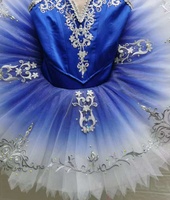 Ballet professionnel crêpe Tutu nouveau bleu Royal Satin rigide Tulle SPANDEX dégradé Performance caractéristique attrayante robe de Ballet