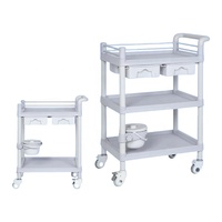 Chariot à instruments stable à 3 couches en plastique ABS de bonne qualité Panier à tiroirs Roues mobiles Table d'instruments médicaux Salon de beauté