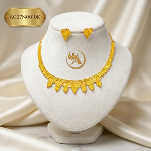 Elegant African Queen 18K Gold Plated Classic Wedding Necklace Set Women's Jewelry-Flower Design Box Chain <b>Charm</b> Necklace - Product Image 1