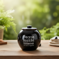 Pot en céramique anti-odeurs Peace Home, diamètre 164 mm x hauteur 209 mm, couleur noire, non toxique, écologique, style minimaliste pour la fragrance d'intérieur