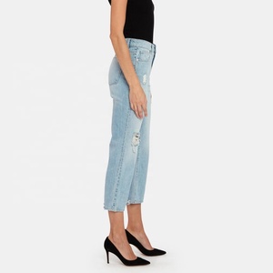 Mode Bonne Qualité Taille Haute Droite En Détresse Culture Jeans - Product Image 2