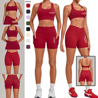 Ensemble de shorts de sport pour femmes, sous-vêtements anti-transpiration, soutien-gorge de sport à col carré, accessoires de yoga et de pilates