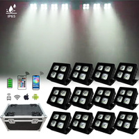 12 Projecteurs LED Plats IP65 Étanche 4x20W RGBWA UV Sans Fil DMX à Batterie avec Télécommande Wifi pour Mariages et Fêtes