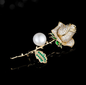 Broche de Alta Gama <span class=keywords><strong>YINI</strong></span> para Mujer, Diseño Floral Elegante, Broche Grande con Perlas de Imitación, Cristales de Estrás y Metal - Product Image 6
