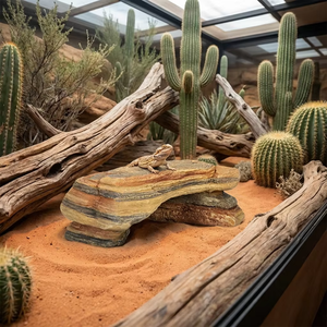 Plataforma para reptiles con <span class=keywords><strong>cueva</strong></span> oculta, <span class=keywords><strong>puente</strong></span> de resina con aspecto de roca, decoración para terrario, hábitat realista de piedra para tortugas, lagartos y geckos - Product Image 1