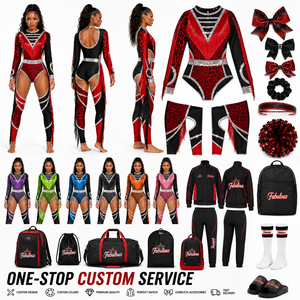 Tenue de danse majorette personnalisée rouge et noire avec strass, justaucorps à franges léopard, ensemble d'entraînement, veste d'échauffement, accessoires OEM ODM - Product Image 1