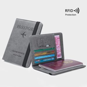 Porte-passeport en cuir PU anti-RFID avec ensemble d'étiquettes de bagage, organiseur de documents de voyage pour hommes et femmes - Product Image 2