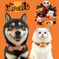 Ensemble collier et chapeau pompon pour animaux de compagnie Halloween – Décoration citrouille et fantôme pour chats et chiens – Accessoires de costume de fête