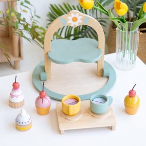 Set da tè in <span class=keywords><strong>legno</strong></span> per Dessert e pomeriggio giocattoli da gioco per genitori e <span class=keywords><strong>bambini</strong></span> giocattoli <span class=keywords><strong>Montessori</strong></span> per giochi per <span class=keywords><strong>bambini</strong></span> - Product Image 3