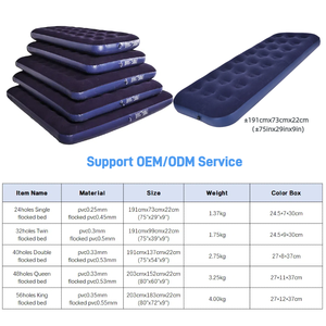 Cama de aire inflable para acampar, colchón de aire de un solo tamaño, cama de superficie flocada, 24 orificios para viajes y uso doméstico temporal - Product Image 2