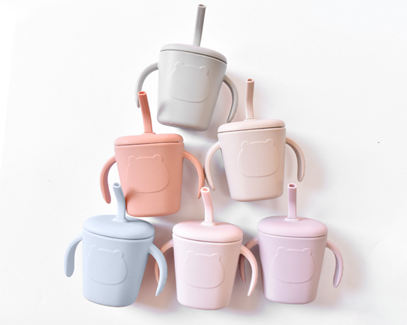 Silicone Drinking Training Straw Cup With