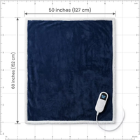 Plaid chauffant électrique 50*60 pouces en flanelle et sherpa, 3 niveaux de chaleur, arrêt automatique après 6 heures, lavable en machine, pour la maison