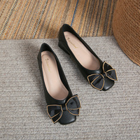 Femmes Noir PU Cuir Style Français Mi Talon Chunky Plate-Forme Chaussures Slip Mocassins avec Talons Minces Doux Confortable PVC Semelle Intérieure