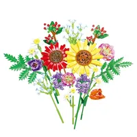 Jie Star JJ9028 Ramo de Flores Preservadas, Girasol, Orquídea, Decoración de Escritorio, Juguetes DIY para Niños, Regalo, Juego de Bloques de Construcción de Tulipanes Estrellados