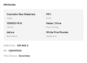 Céramide NP 3 en poudre à 99% de pureté pour la réparation de la barrière cutanée du visage, matière première pour les soins de la peau - Product Image 6
