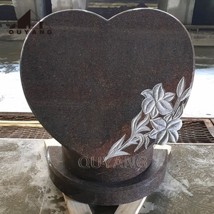 QUYANG <span class=keywords><strong>precio</strong></span> más barato moderno único tallado en forma de corazón negro granito lápida cementerio monumentos - Product Image 5