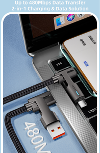 Cable de Datos Trenzado 4 en 1 de 60W, Cable de Carga Rápida Multipuerto - Product Image 5