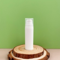 Flacon pompe sans air en PP blanc vide de 5 ml/10 ml/15 ml pour emballage cosmétique, idéal pour lotion, shampoing et liquides