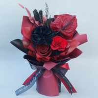 Bouquet de roses décoratives préservées faites à la main, mini bouquet de fleurs emballé pour mariage, Saint-Valentin, remise de diplôme - Décoration intérieure éternelle