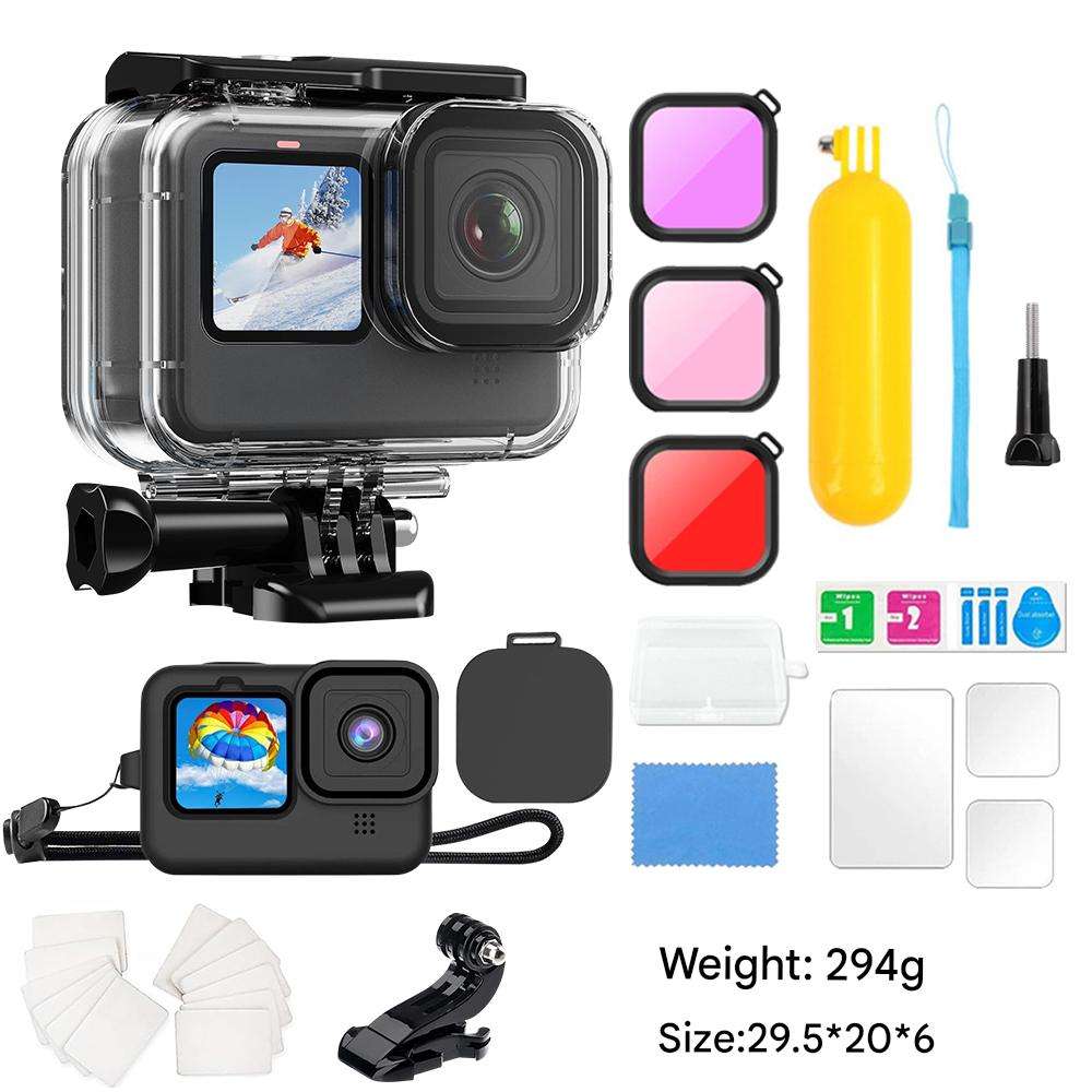 Hongdak Wholesale Suitable for Gopro Accessories Silicone Sleeve Filter Buoyancy Bar 9-13 Waterproof Case Tempered Film Set