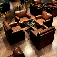 Ensemble de canapé et table de bar vintage en bois massif rétro, usage commercial, meubles de bar à whisky et cigares