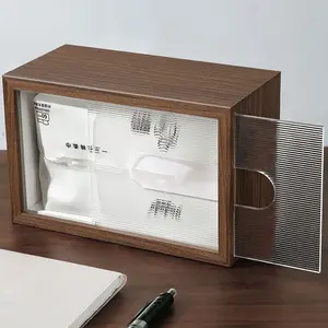 Caja de pañuelos de madera rectangular de 19,7*12,7 cm de diseño de lujo de alta calidad