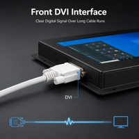 Monitor Layar Sentuh Aluminium 10.4 12.1 Inci Kelas Industri dengan Casing Logam, Tahan Suhu Luas, Kontrol DVI Depan, Kabinet