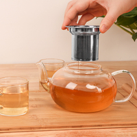 Théière en verre borosilicate transparent de haute qualité avec infuseur, design moderne, résistante à la chaleur