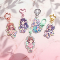 Porte-clés de voiture personnalisé créatif en acrylique imprimé UV, pendentif de sac mignon en forme de couple d'éléphants de dessin animé, petit cadeau pour fille