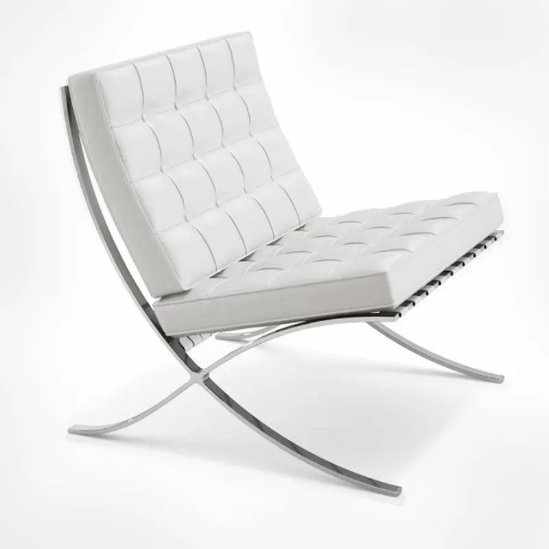 HJ HOME Chaise de luxe de Barcelone au design rétro en acier inoxydable pour salon, bureau, réunion, hall d'hôtel, ensemble de canapés