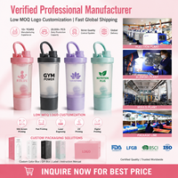 Bouteille de sport en plastique 400 ml pour adultes, anti-fuite, écologique, résistante à l'eau bouillante, avec couvercle à vis, idéale pour les protéines en poudre, parfaite pour les voyages et la salle de sport