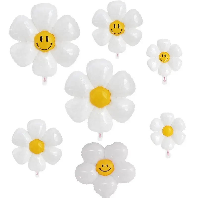 Nieuwe Stijl Grote Ei Zes-Bloemblaadje Wit Daisy Bloem Aluminium Folie Ballon Bruiloft Verjaardag Party Decoratie Sfeer Folie Ballon