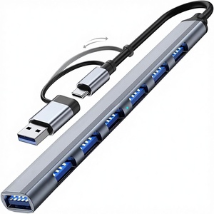 ฮับ USB 3.0 Type-C อลูมิเนียม 7 in 2 ตัวแปลงขยายพอร์ต USB สำหรับ MacBook <span class=keywords><strong>Mac</strong></span> Pro Mini <span class=keywords><strong>iMac</strong></span> PS4 PS5 Surface Pro แฟลชไดรฟ์ - Product Image 1