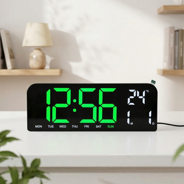 Plastic Electronic LED Desk Alarm Clock Digital Multi-functional Timer Temperature Calendar Adjustable Brightness USB Powered