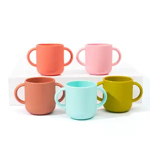 Taza de paja de silicona para entrenamiento de bebé, taza de pajita para bebé, con tapa, Oem Odm, para ch