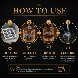 Juego de Accesorios Profesionales para Bar, Piedras de Whisky Reutilizables de Acero Inoxidable y Granito con Caja de Madera para Bar en Casa - Product Image 5