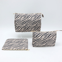 Tas Makeup Motif Zebra dan Leopard dengan Ritsleting, Dompet Kosmetik Wanita Ukuran Besar, Tas Jinjing Portabel untuk Perjalanan dan Penyimpanan Sehari-hari