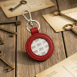 Porte-clés de luxe en alliage de zinc et cuir, avec autocollant 3M, en cuir à finition auto-adhésive, porte-clés rond DIY, cadeau artisanal personnalisé - Product Image 2